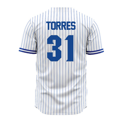 Seton Hall - NCAA Baseball : Jayson Torres - White Pinstripe Jersey-1