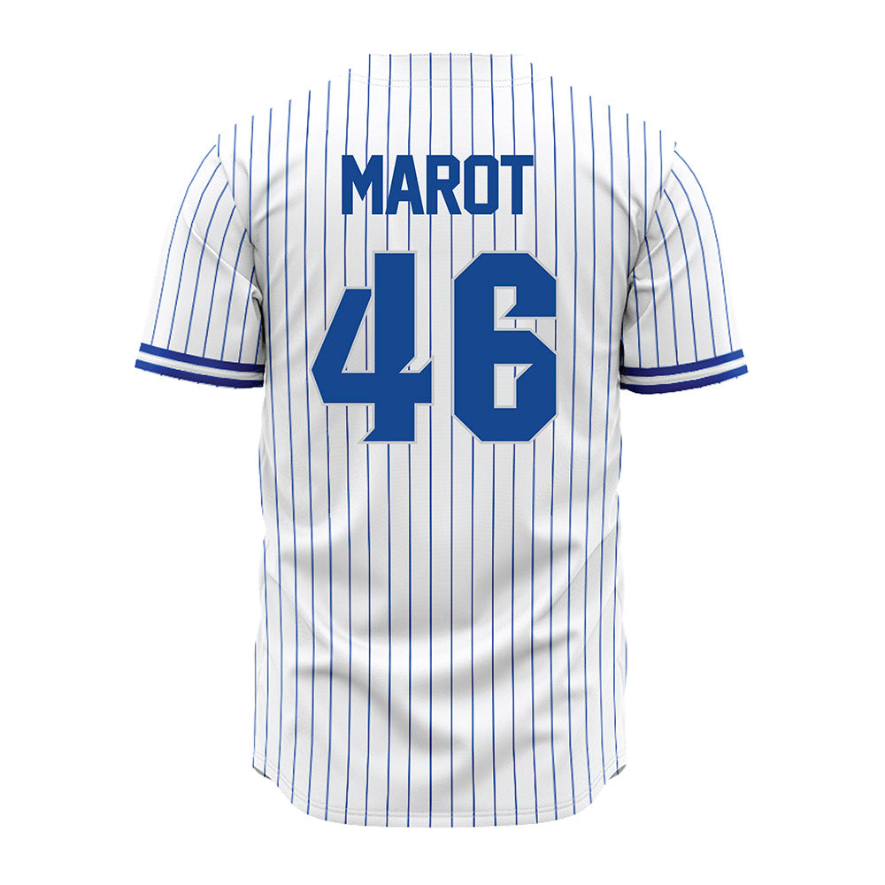 Seton Hall - NCAA Baseball : Jordan Marot - White Pinstripe Jersey-1