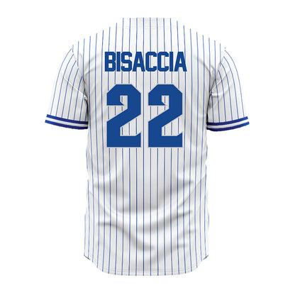 Seton Hall - NCAA Baseball : Nicholas Bisaccia - White Pinstripe Jersey-1