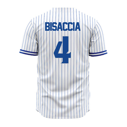 Seton Hall - NCAA Baseball : Nicholas Bisaccia - White Pinstripe Jersey-1