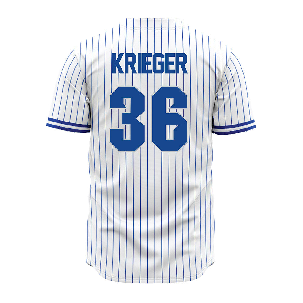 Seton Hall - NCAA Baseball : Magnus Krieger - White Pinstripe Jersey-1