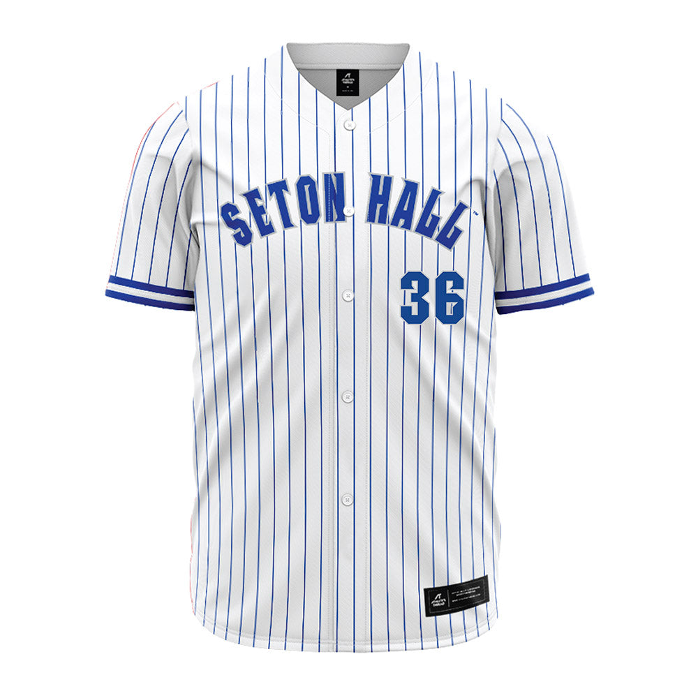 Seton Hall - NCAA Baseball : Magnus Krieger - White Pinstripe Jersey-0