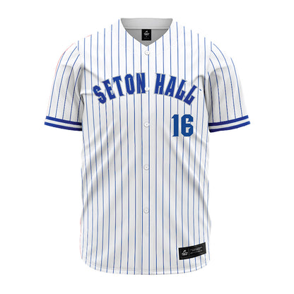 Seton Hall - NCAA Baseball : Ryan Reich - White Pinstripe Jersey-0