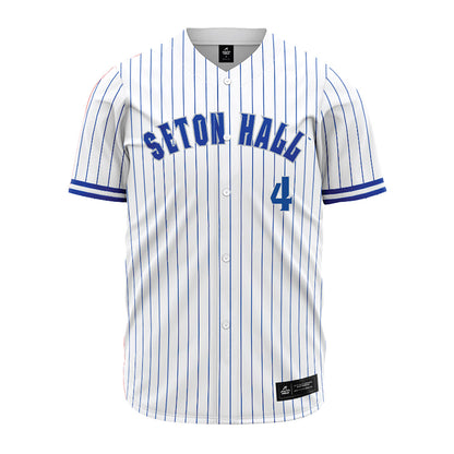 Seton Hall - NCAA Baseball : Nicholas Bisaccia - White Pinstripe Jersey-0