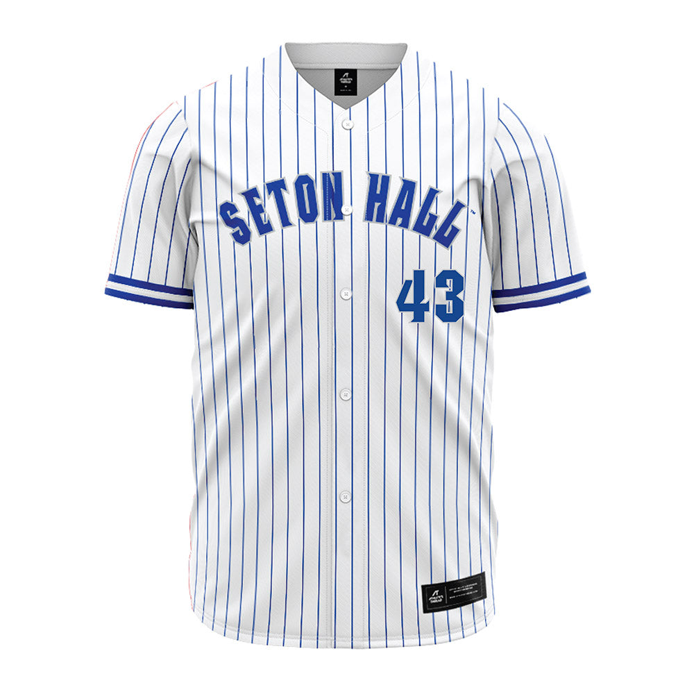 Seton Hall - NCAA Baseball : Aiden Robbins - White Pinstripe Jersey-0