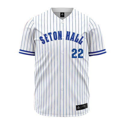 Seton Hall - NCAA Baseball : Nicholas Bisaccia - White Pinstripe Jersey-0