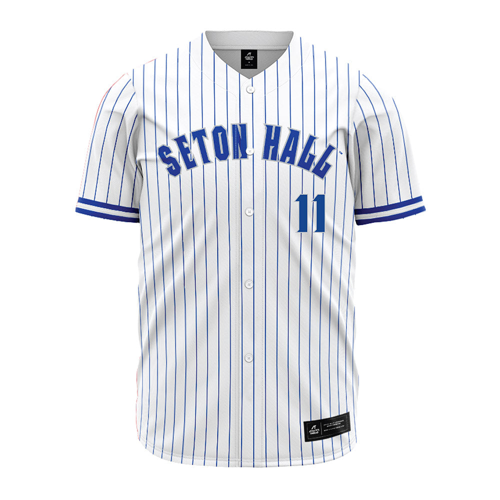 Seton Hall - NCAA Baseball : Anthony Ehly - White Pinstripe Jersey-0