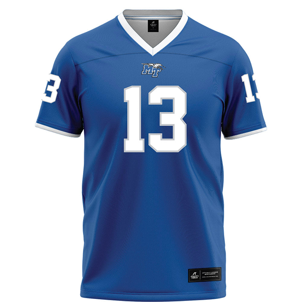 MTSU - NCAA Football : Cam Lacy - Blue Football Jersey-0