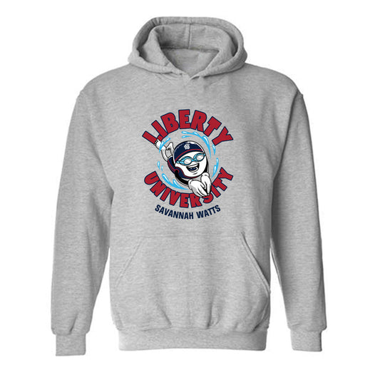 Liberty - NCAA Women's Swimming & Diving : Savannah Watts - Fashion Shersey Hooded Sweatshirt-0