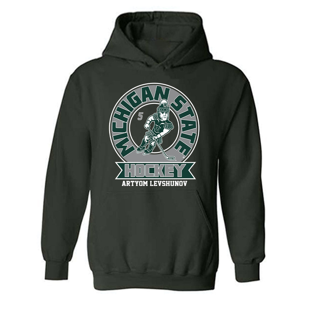 Michigan State - NCAA Men's Ice Hockey : Artyom Levshunov - Fashion Shersey Hooded Sweatshirt-0