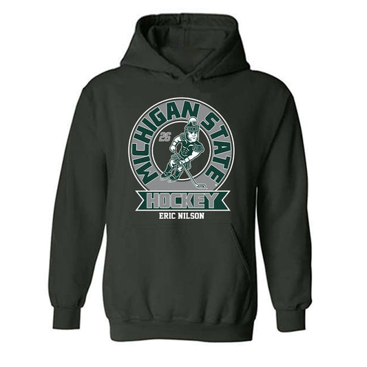 Michigan State - NCAA Men's Ice Hockey : Eric Nilson - Fashion Shersey Hooded Sweatshirt-0