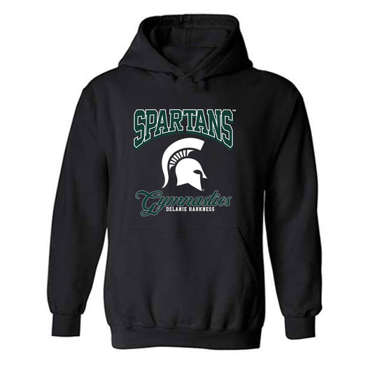 Michigan State - NCAA Women's Gymnastics : Delanie Harkness - Fashion Shersey Hooded Sweatshirt-0