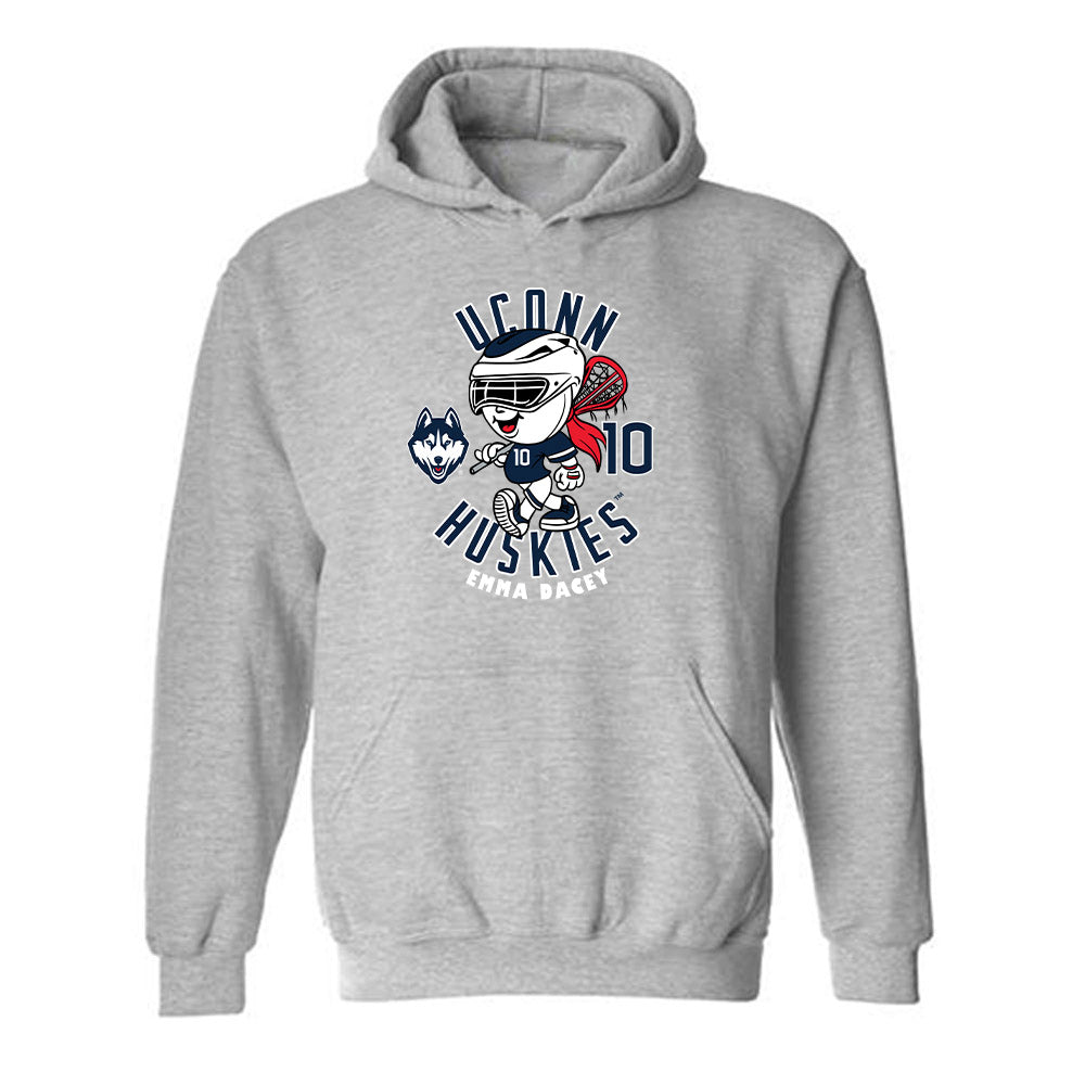 UConn - NCAA Women's Lacrosse : Emma Dacey - Fashion Shersey Hooded Sweatshirt-0
