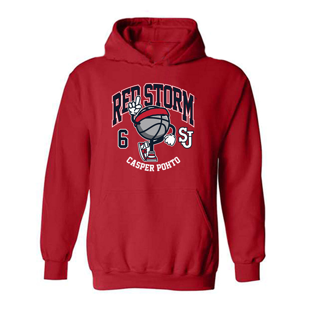 St. Johns - NCAA Men's Basketball : Casper Pohto - Fashion Shersey Hooded Sweatshirt-0