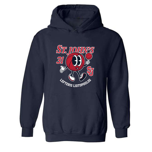 St. Johns - NCAA Men's Basketball : Lefteris Liotopoulos - Fashion Shersey Hooded Sweatshirt-0