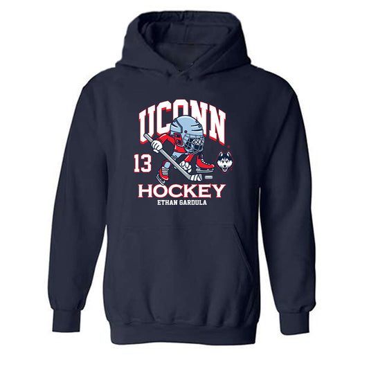 UConn - NCAA Men's Ice Hockey : Ethan Gardula - Fashion Shersey Hooded Sweatshirt-0