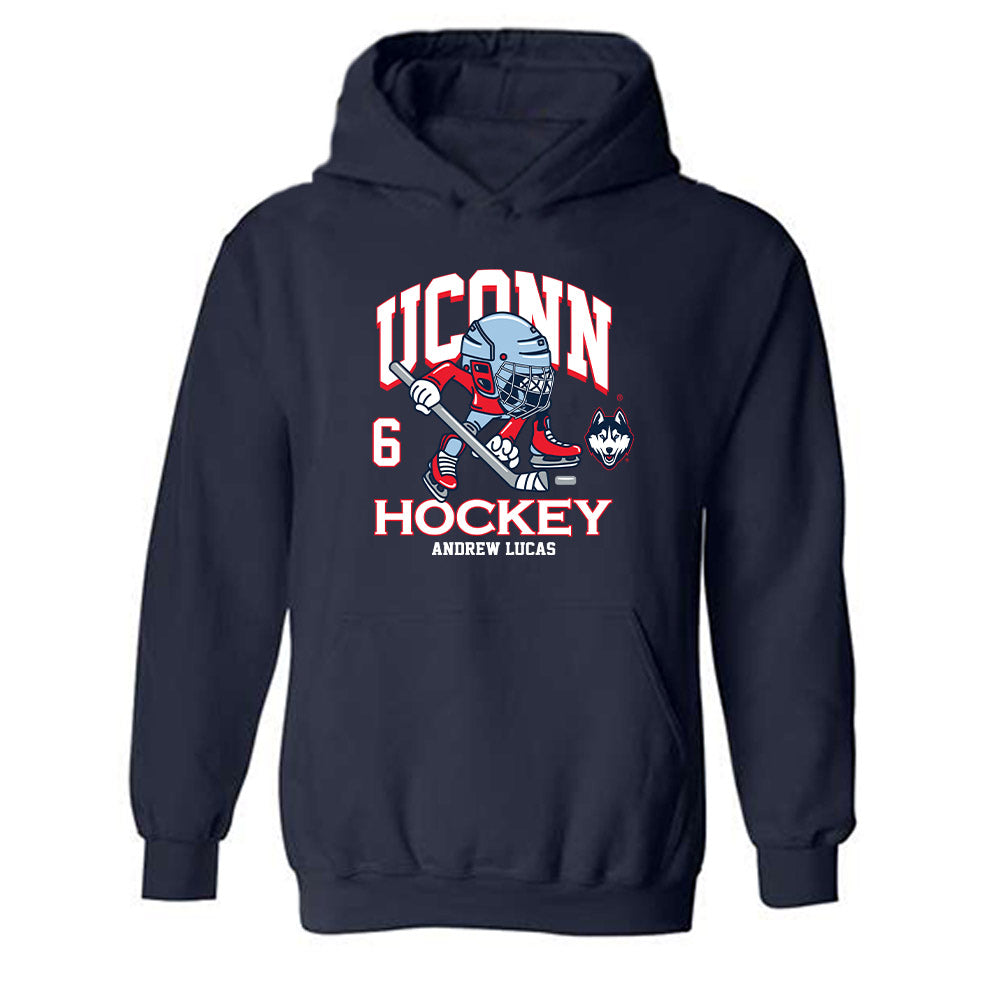 UConn - NCAA Men's Ice Hockey : Andrew Lucas - Fashion Shersey Hooded Sweatshirt