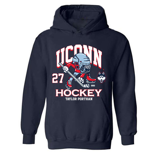 UConn - NCAA Women's Ice Hockey : Taylor Porthan - Fashion Shersey Hooded Sweatshirt-0