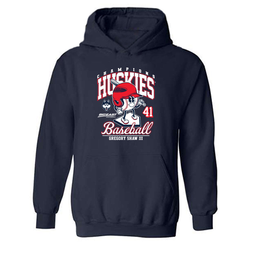 UConn - NCAA Baseball : Gregory Shaw III - Fashion Shersey Hooded Sweatshirt