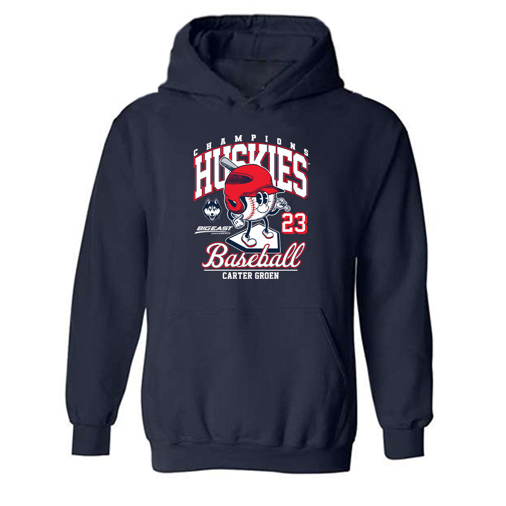 UConn - NCAA Baseball : Carter Groen - Fashion Shersey Hooded Sweatshirt-0