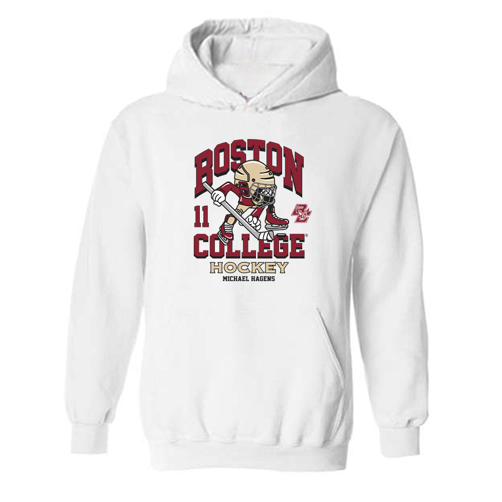 Boston College - NCAA Men's Ice Hockey : Michael Hagens - Fashion Shersey Hooded Sweatshirt-0