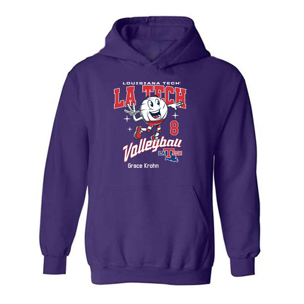 LA Tech - NCAA Women's Volleyball : Grace Krohn - Fashion Shersey Hooded Sweatshirt-0