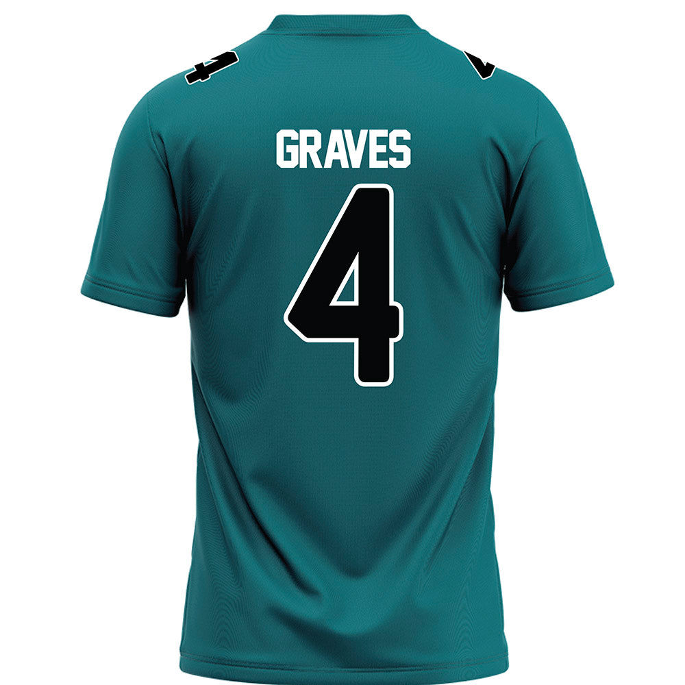 Coastal Carolina - NCAA Football : Bryson Graves - Teal Football Jersey-1