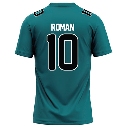 Coastal Carolina - NCAA Football : Travis Roman - Teal Football Jersey-1