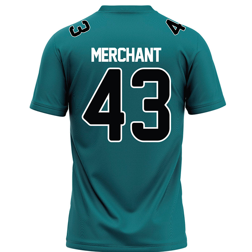 Coastal Carolina - NCAA Football : Nate Merchant - Teal Football Jersey-1