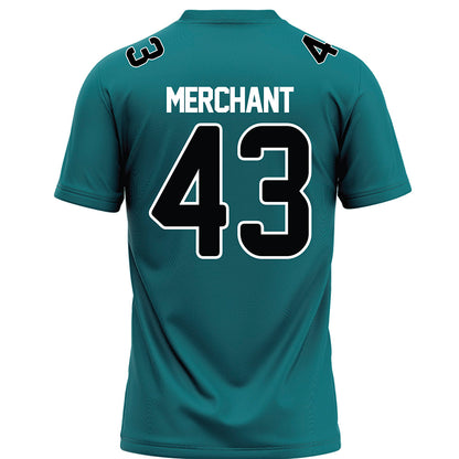 Coastal Carolina - NCAA Football : Nate Merchant - Teal Football Jersey-1