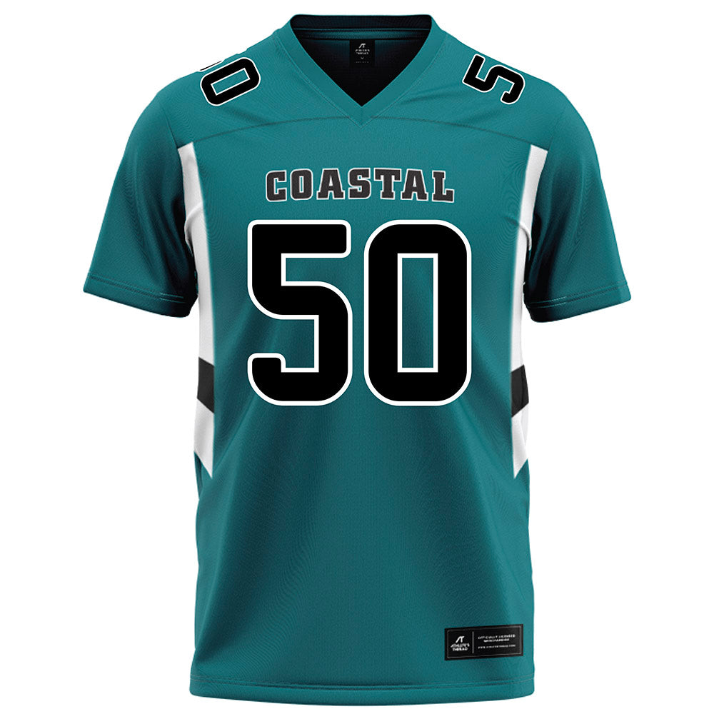 Coastal Carolina - NCAA Football : Nate Thompson - Teal Football Jersey-0