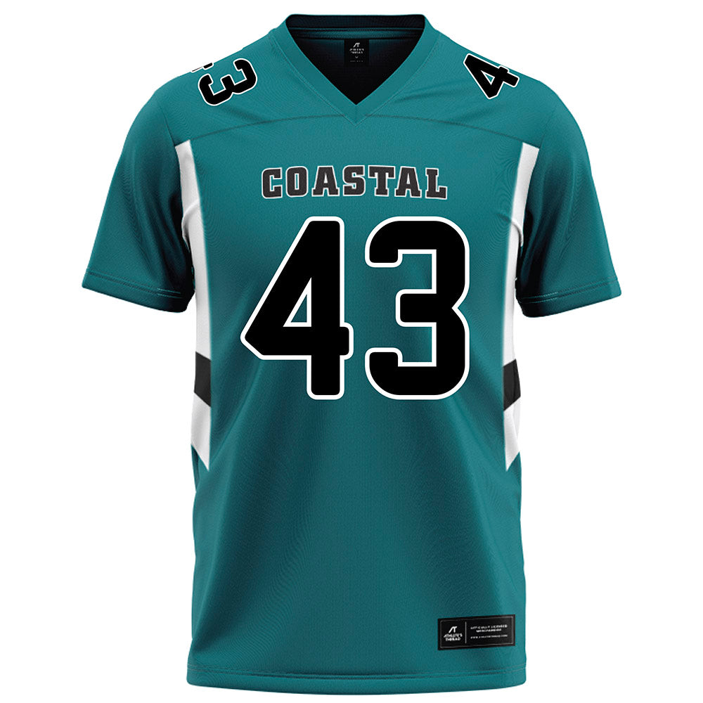 Coastal Carolina - NCAA Football : Nate Merchant - Teal Football Jersey-0