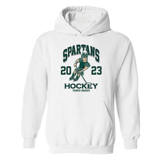 Michigan State - NCAA Men's Ice Hockey : Travis Shoudy - Fashion Shersey Hooded Sweatshirt-0