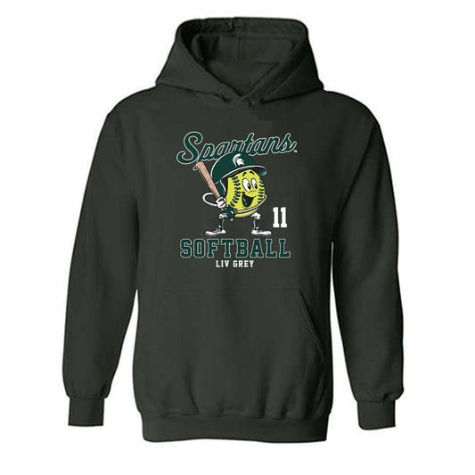 Michigan State - NCAA Softball : Liv Grey - Hooded Sweatshirt Fashion Shersey