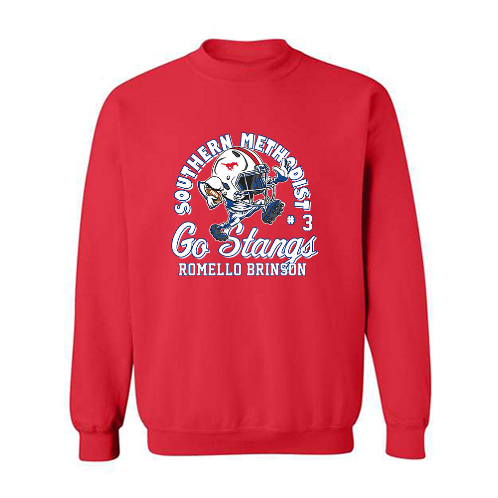SMU - NCAA Football : Romello Brinson - Fashion Shersey Crewneck Sweatshirt-0