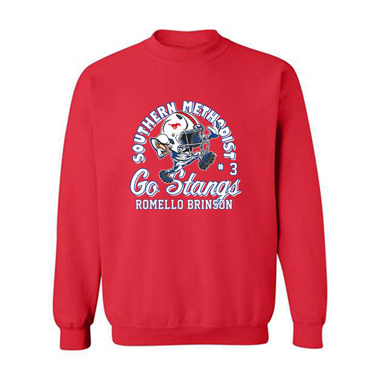 SMU - NCAA Football : Romello Brinson - Fashion Shersey Crewneck Sweatshirt-0