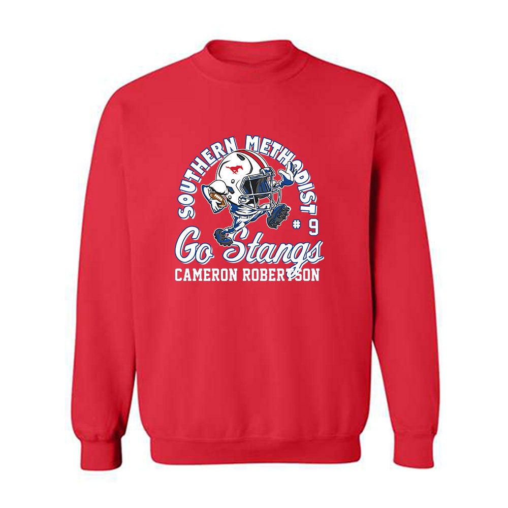 SMU - NCAA Football : Cameron Robertson - Fashion Shersey Crewneck Sweatshirt-0