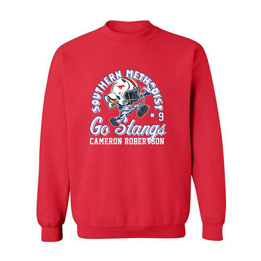SMU - NCAA Football : Cameron Robertson - Fashion Shersey Crewneck Sweatshirt-0
