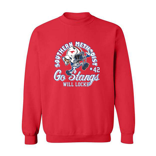 SMU - NCAA Football : Will Locke - Fashion Shersey Crewneck Sweatshirt-0