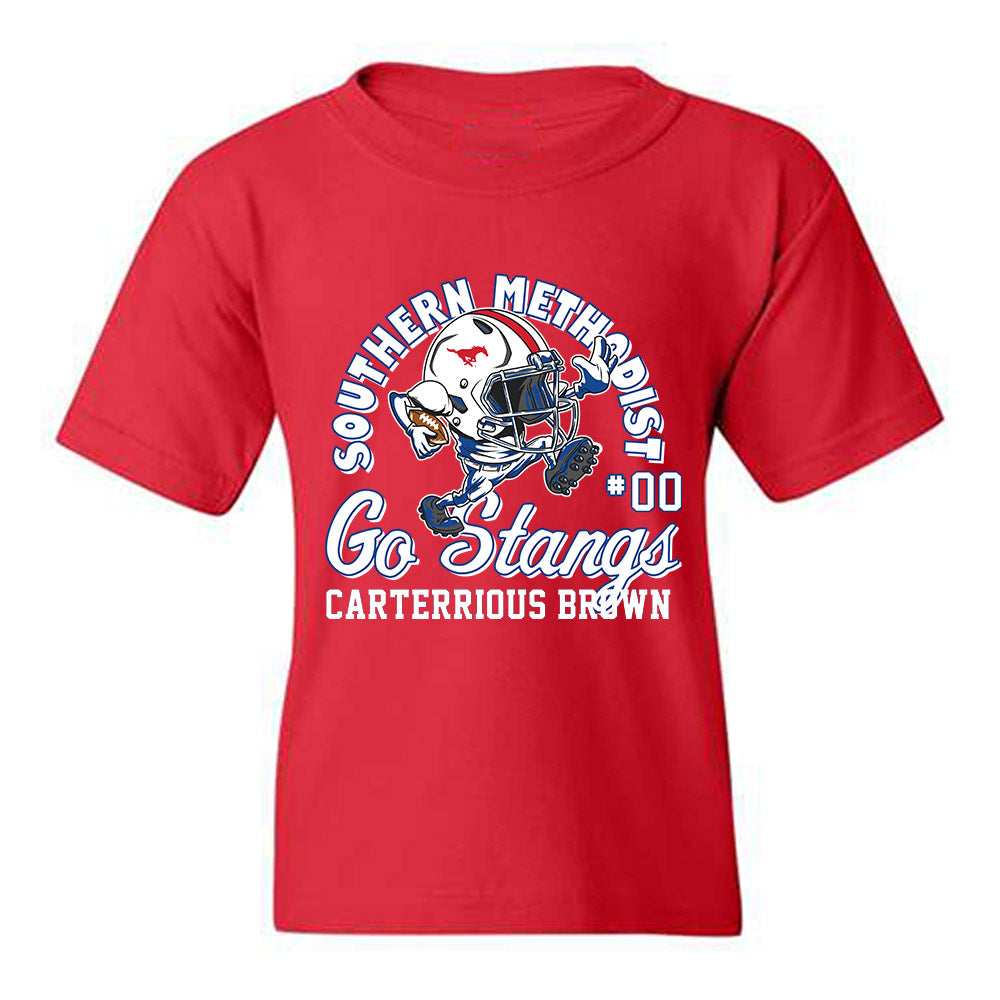 SMU - NCAA Football : Carterrious Brown - Fashion Shersey Youth T-Shirt-0