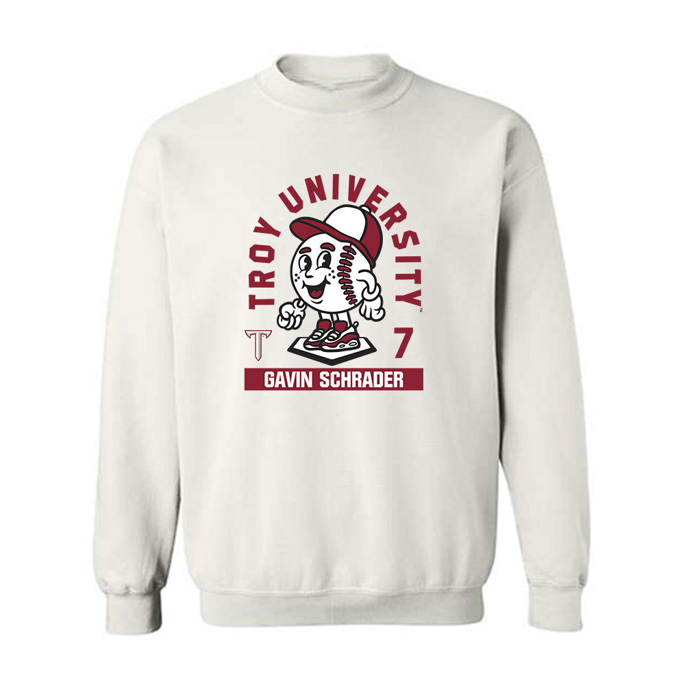 Troy - NCAA Baseball : Gavin Schrader - Fashion Shersey Crewneck Sweatshirt-0