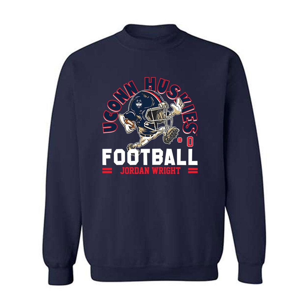 UConn - NCAA Football : Jordan Wright - Fashion Shersey Crewneck Sweatshirt-0