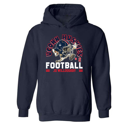 UConn - NCAA Football : Jd Willoughby - Fashion Shersey Hooded Sweatshirt-0