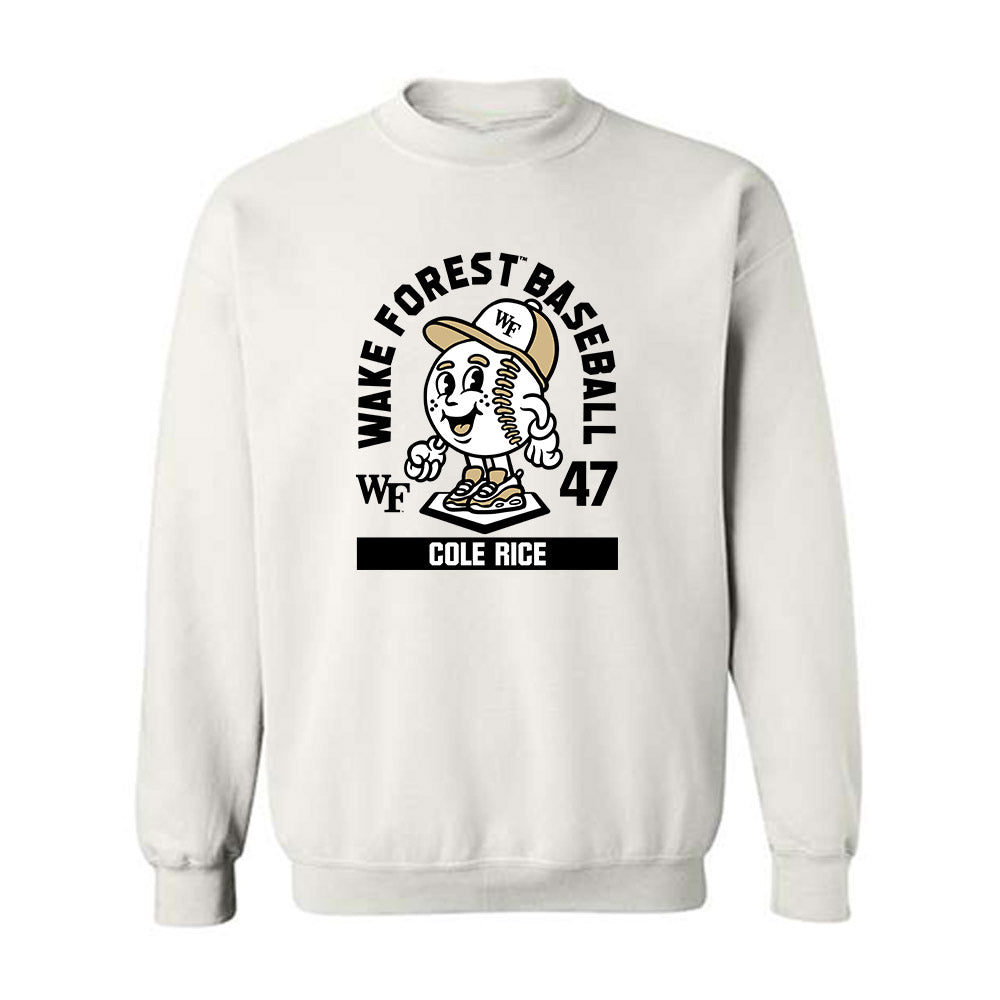 Wake Forest - NCAA Baseball : Cole Rice - Fashion Shersey Crewneck Sweatshirt-0