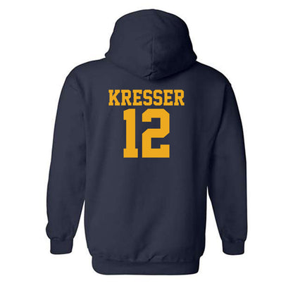 West Virginia - NCAA Baseball : Brodie Kresser - Fashion Shersey Hooded Sweatshirt-1