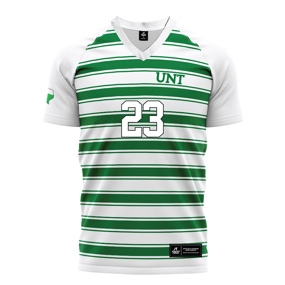North Texas - NCAA Women's Soccer : Rachel Roebuck - White Stripe Soccer Jersey-0