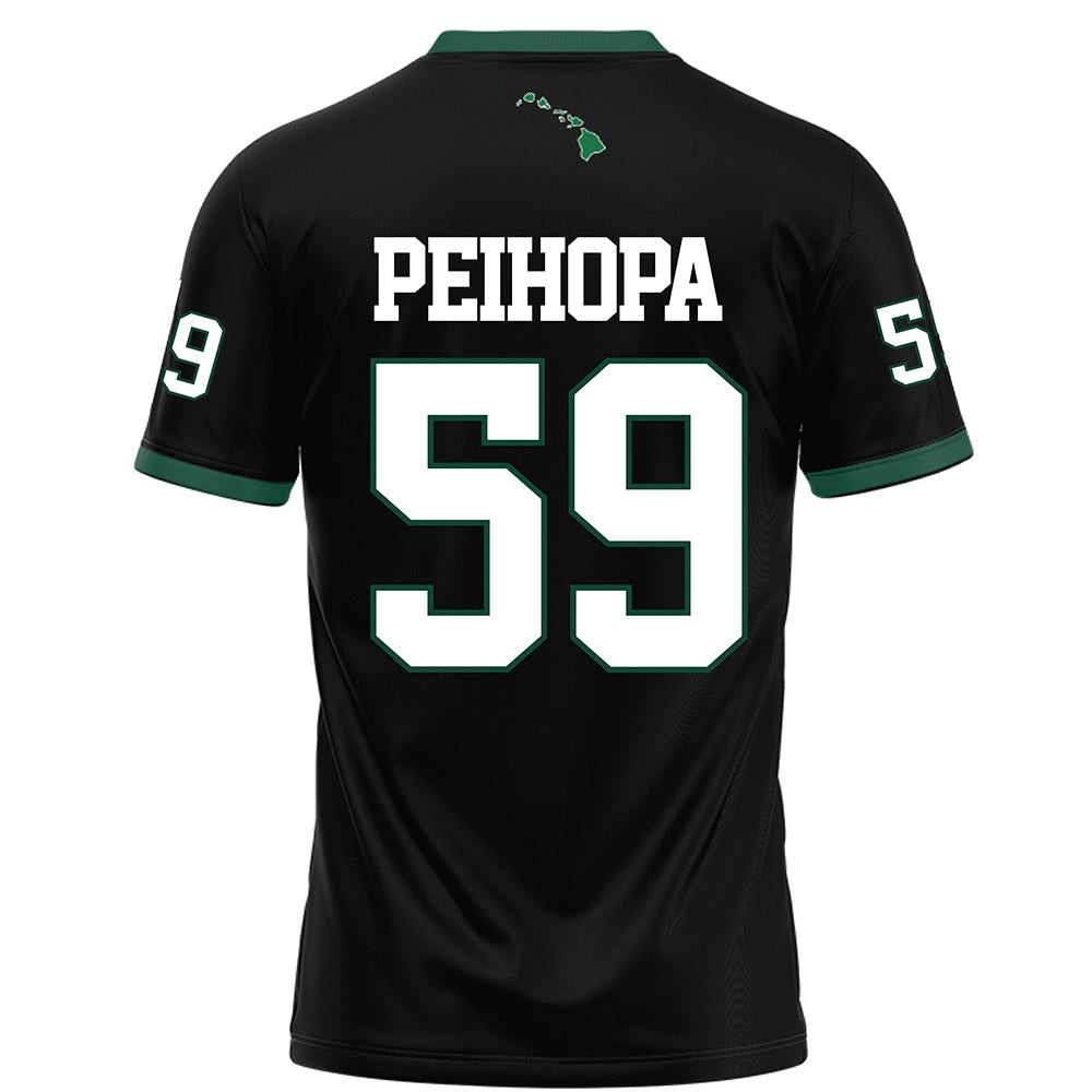 Hawaii - NCAA Football : Kuao Peihopa - Black Football Jersey