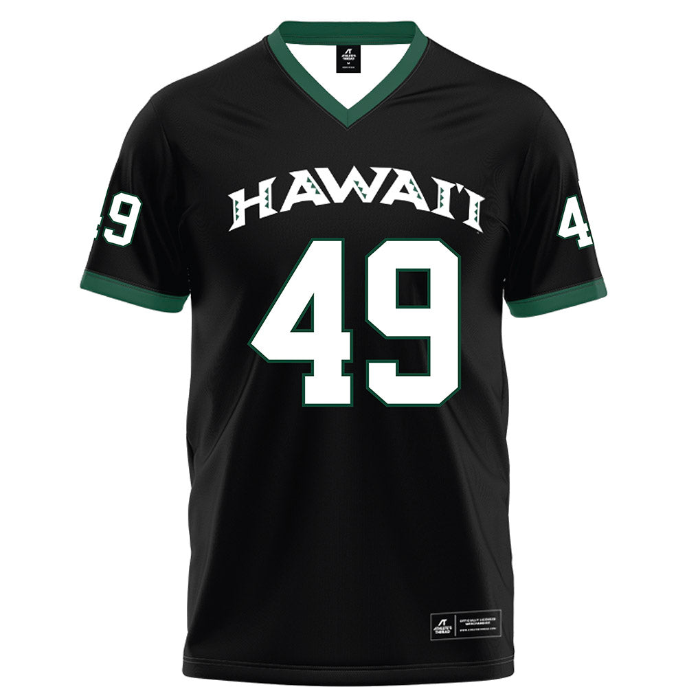 Hawaii - NCAA Football : Dennis Tadio - Black Football Jersey-0