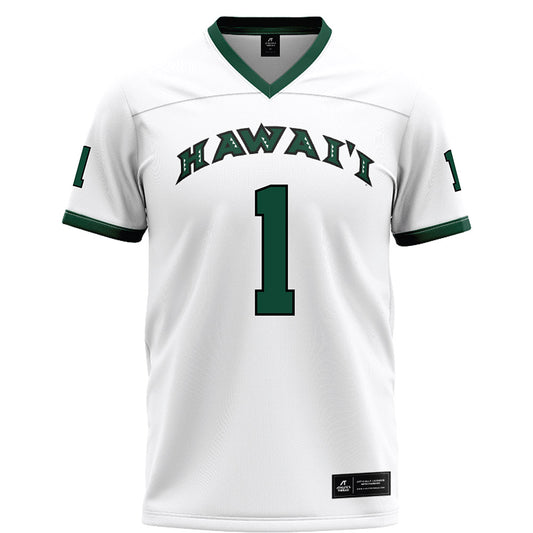 Hawaii - NCAA Football : Peter Manuma - White Football Jersey-0