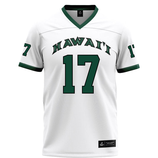 Hawaii - NCAA Football : Kansei Matsuzawa - White Football Jersey-0